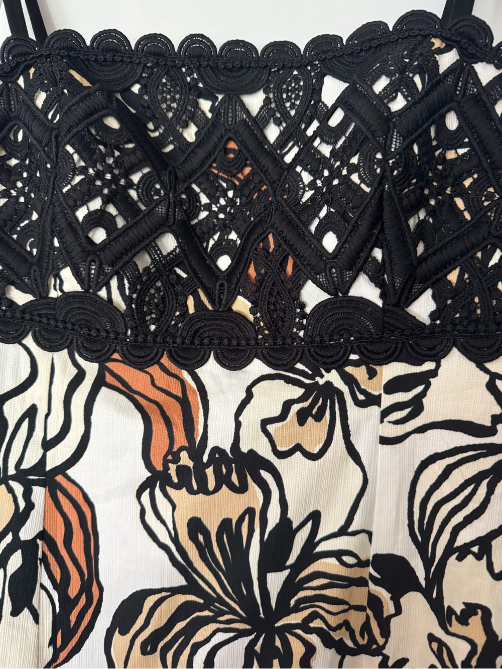 Lilly Pultizer Black Crochet-Trim Floral Maxi Dress - White with Brown Accents - Picture 3 of 7